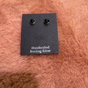 Native American Sterling Silver Black Onyx Earrings